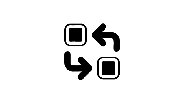 Schwarzes Piktogramm mit zwei Quadraten und kreisenden Pfeilen – Symbolbild für die Interims-Unterstützung von VAD Markenspur